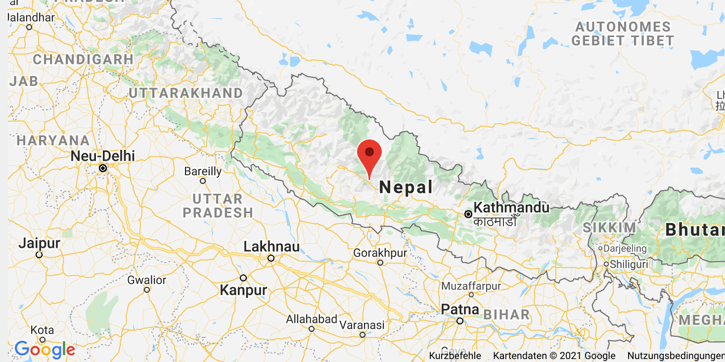 Auf der Karte ist Baglung mit einem Pin gekennzeichnet.
